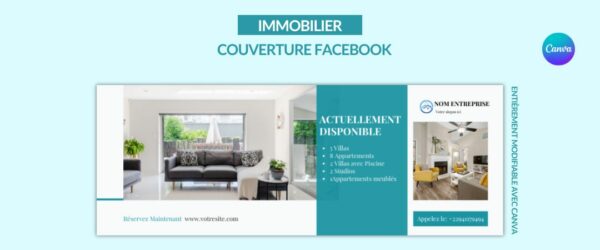 Template canva pour couverture Facebook - immobilier